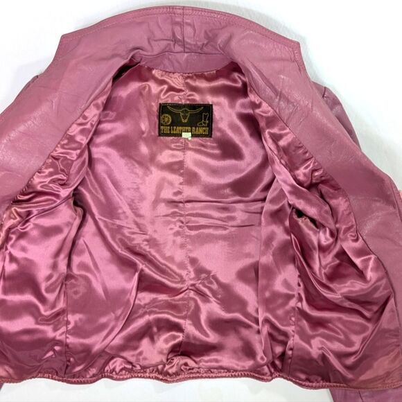 Vintage Crop Pink Leather Jacket - Picture 5 of 10